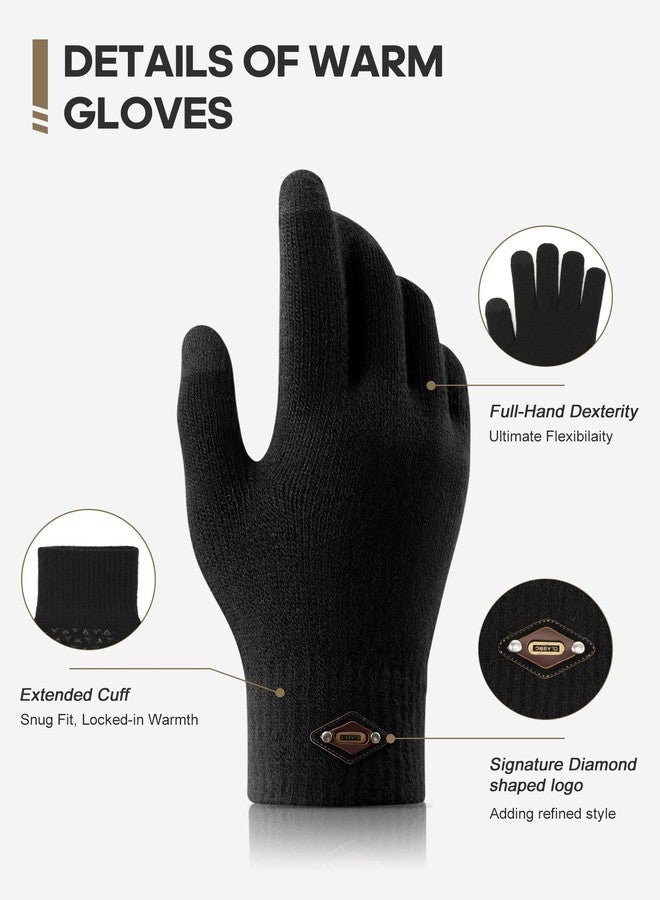 FSKP 3 Pairs Winter Gloves for Men Women Warm Knit Gloves Touch Screen Anti-Slip Gloves with Thermal Soft Knit Lining - Image 4